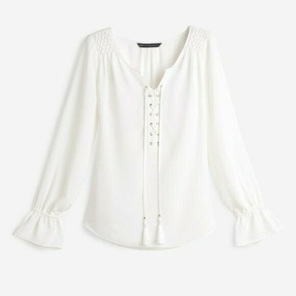 Ann Taylor Tops - New White House Black Market White Lace Up Blouse